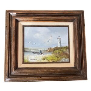 Stenton‎ Painting | Lighthouse Boat Seagulls | Framed Art | Coastal Seascape